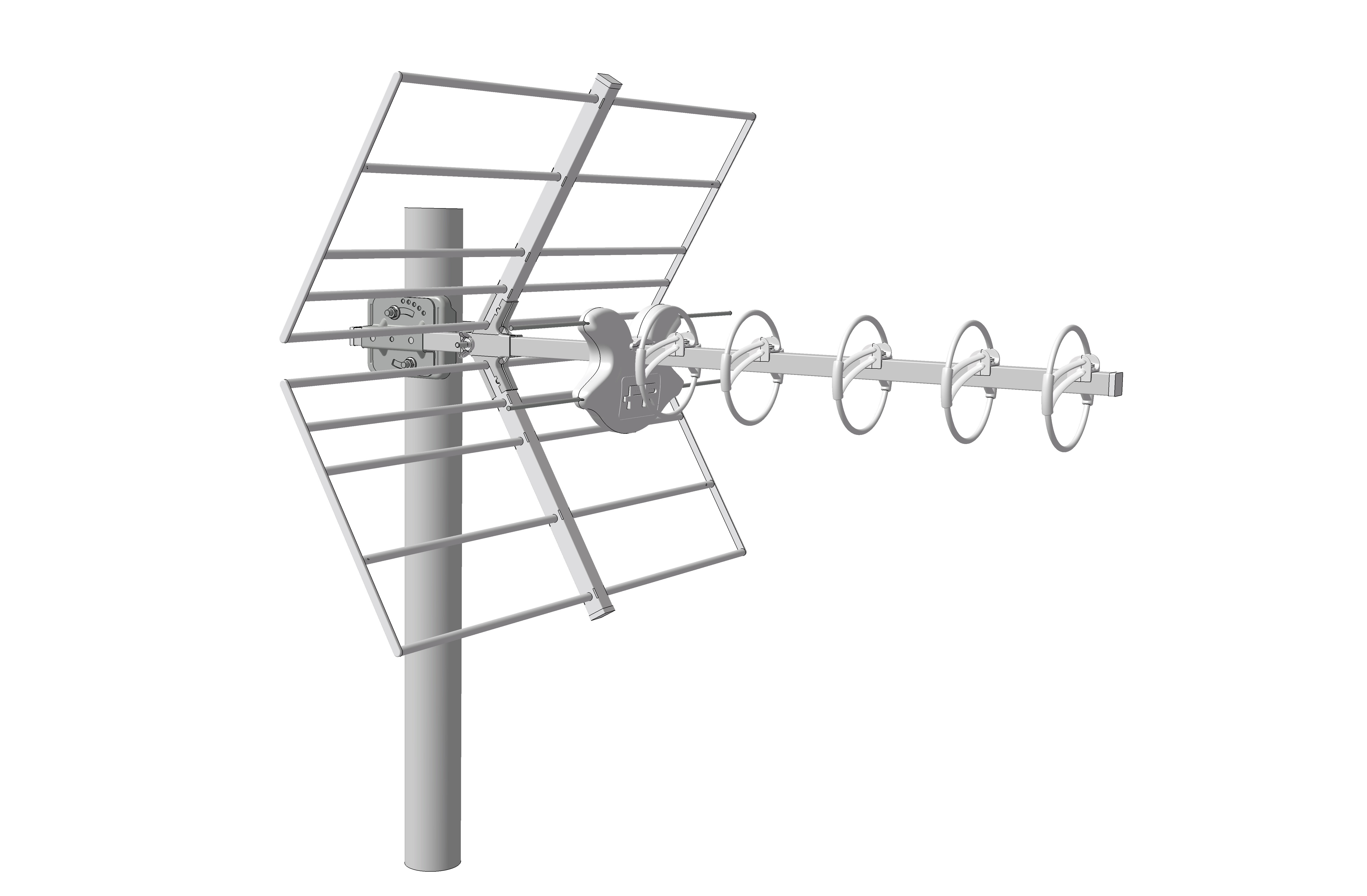 Antena UHF Yagi LTE 5G. 14dB. C48. D/A 38dB. Color blanco